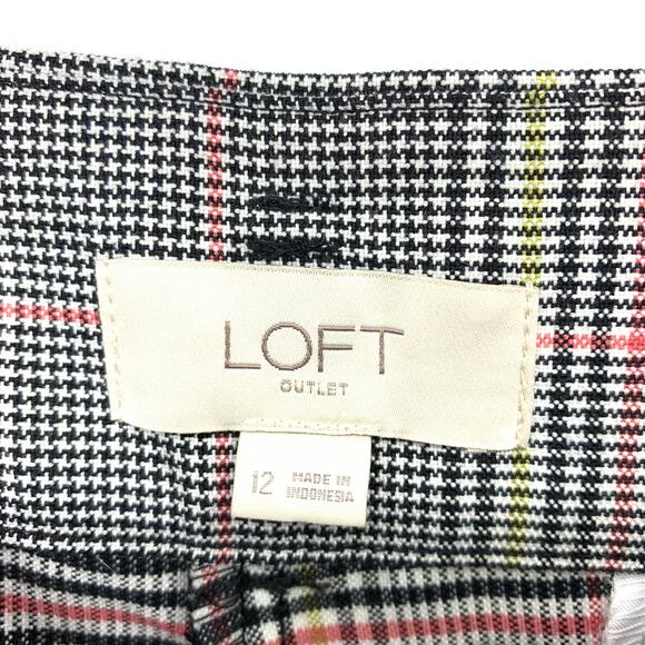 Loft Womens Size 12 Plaid Tie Waist Straight Trouser Pants Flat Front Multicolor - Picture 5 of 7